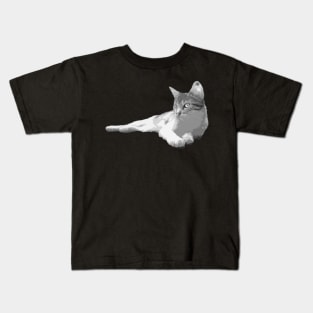 strange black and white cat Kids T-Shirt